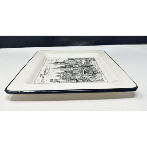 BRUNELLI CITIES LONDON Square Dinner Plate Black White Wall Decor Made In Italy - Picture 6 of 10